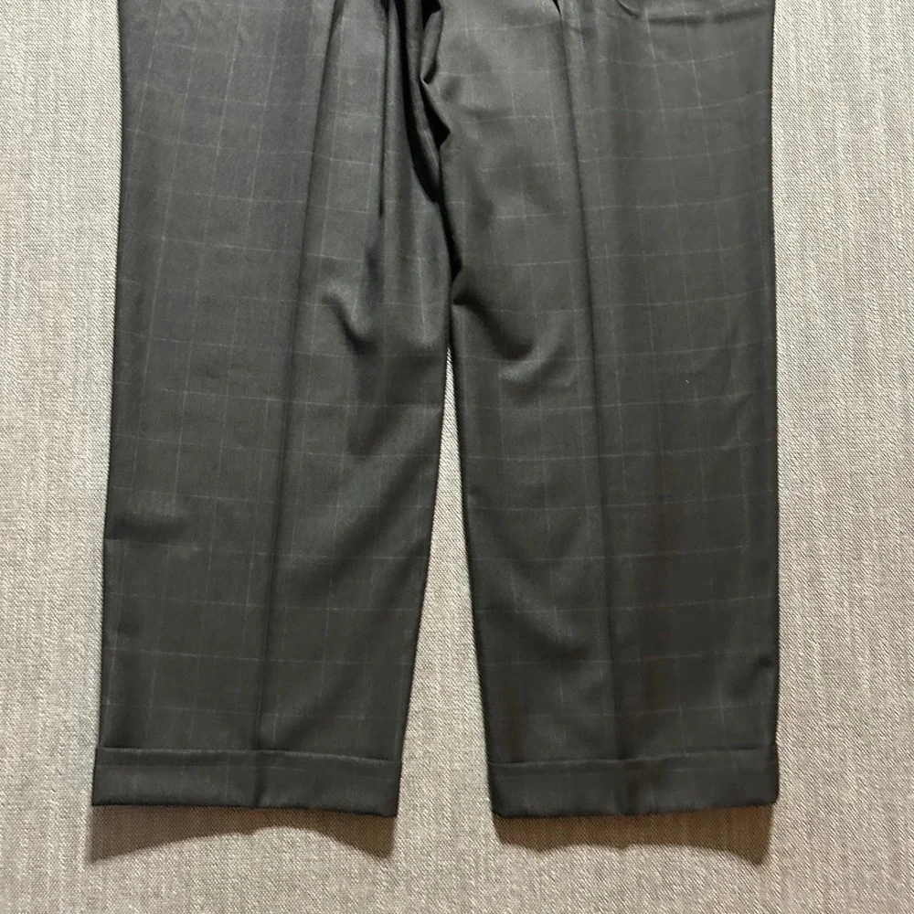 Ralph Lauren Dress Pants Mens 40x30 (Fits 39x30) Grey Windowpane Pleated Cuffed